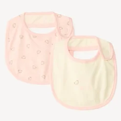 Lot 2 bavoirs motif ourson pour bébé fille