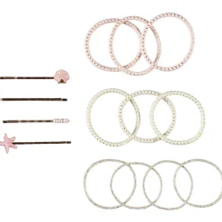 Lot de 4 barrettes fantaisie + 10 élastiques pour fille