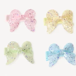 Lot de 4 barrettes pailletées en forme de papillon pour fille
