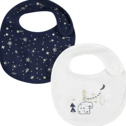 Lot de 2 bavoirs en coton avec imprimé doré all-over et ourson