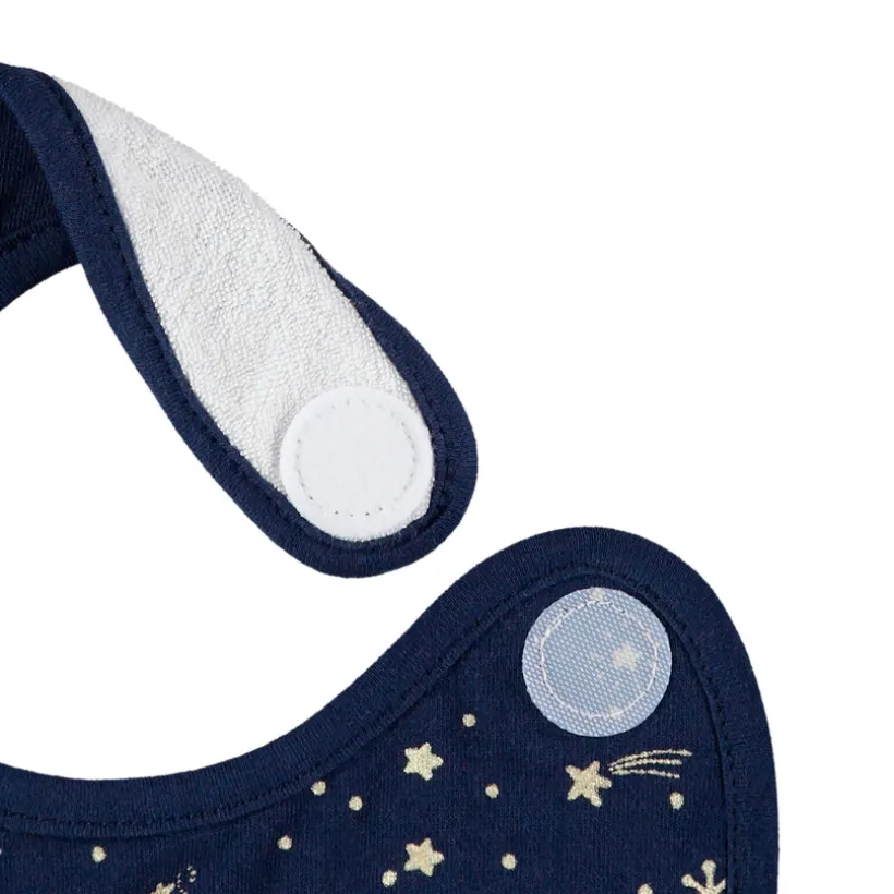 Lot de 2 bavoirs en coton avec imprimé doré all-over et ourson