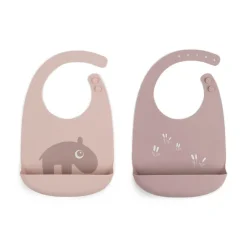 Lot de 2 bavoirs en silicone - Ozzo rose