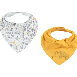 Lot de 2 bavoirs forme bandana imprimés thème forêt