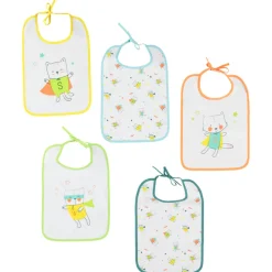 Lot de 5 bavoirs à motifs colorés printés