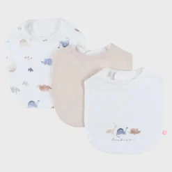 Lot de 3 bavoirs mousseline Bio Dinos 1-12m