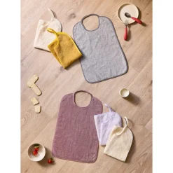 Lot de 3 bavoirs éponge à encolure élastiquée violet