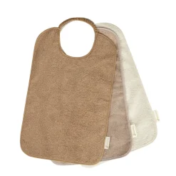 Lot de 3 bavoirs éponge à enfiler beige
