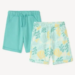 Lot de 2 bermudas en molleton fantaisie pour bébé garçon