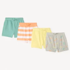 Lot de 4 bermudas en molleton fantaisie pour bébé garçon