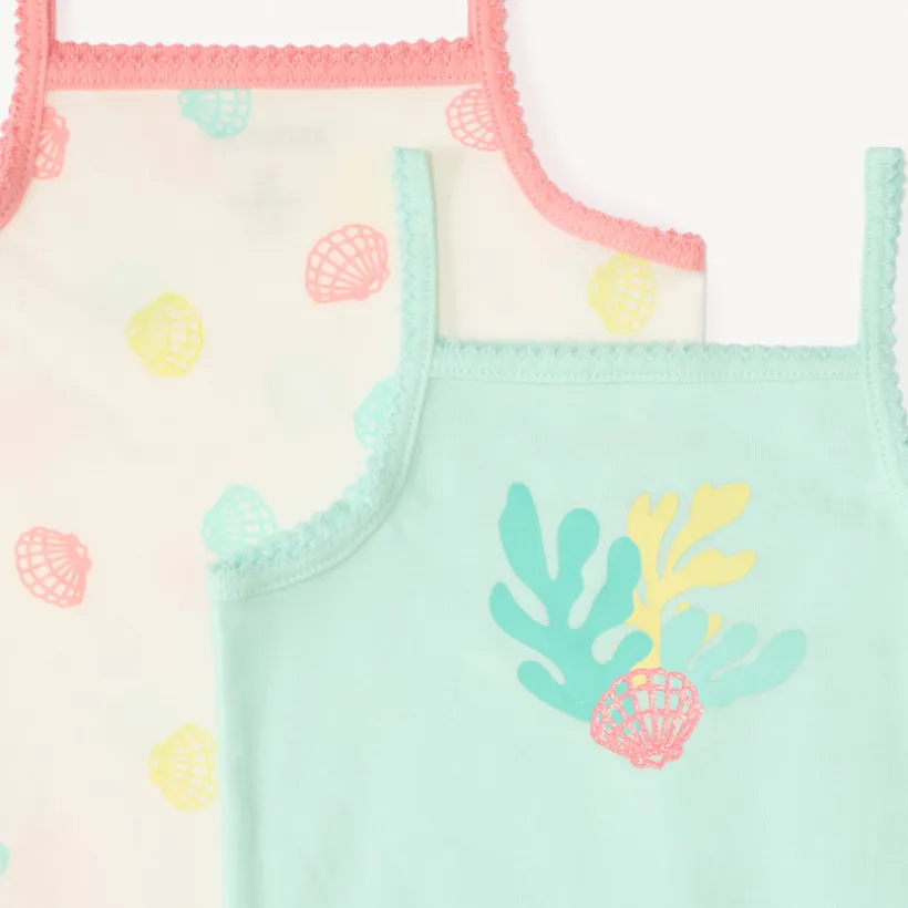 Lot de 5 bodies débardeurs à motifs plage pour bébé fille