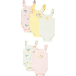 Lot de 5 bodies fantaisie à bretelles volantées pour bébé fille