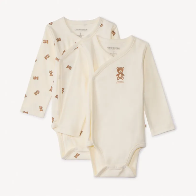 Lot de 2 bodies fantaisie ourson pour bébé