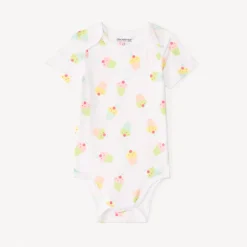 Lot de 7 bodies manches courtes motifs gourmandises pour bébé fille (ouvertures différentes selon l'âge)