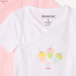Lot de 7 bodies manches courtes motifs gourmandises pour bébé fille (ouvertures différentes selon l'âge)