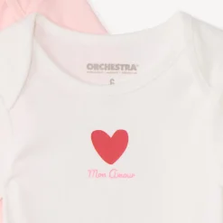 Lot de 3 bodies manches courtes fantaisie cœurs pour bébé fille