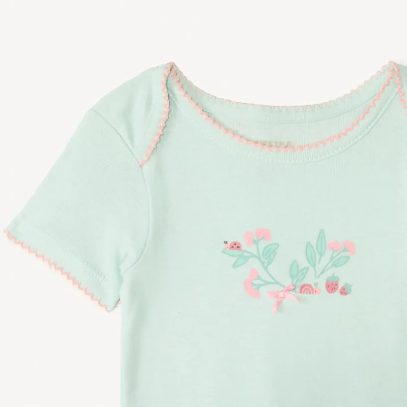 Lot de 5 bodies manches courtes unis print fantaisie pour bébé fille