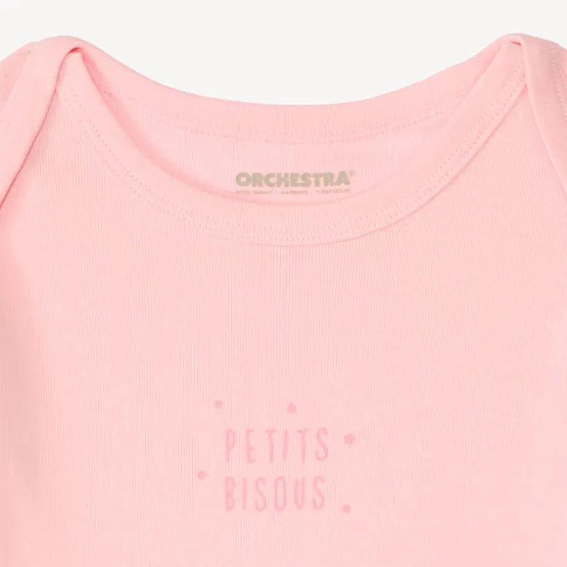 Lot de 5 bodies manches courtes unis print fantaisie pour bébé fille