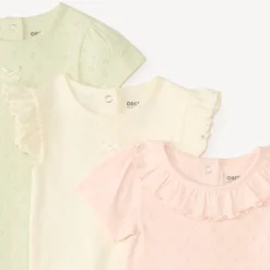 Lot de 3 bodies manches courtes en maille pointel pour bébé fille