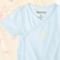 Lot de 7 bodies manches courtes motif nœud pour bébé fille ouverture différentes selon l'âge
