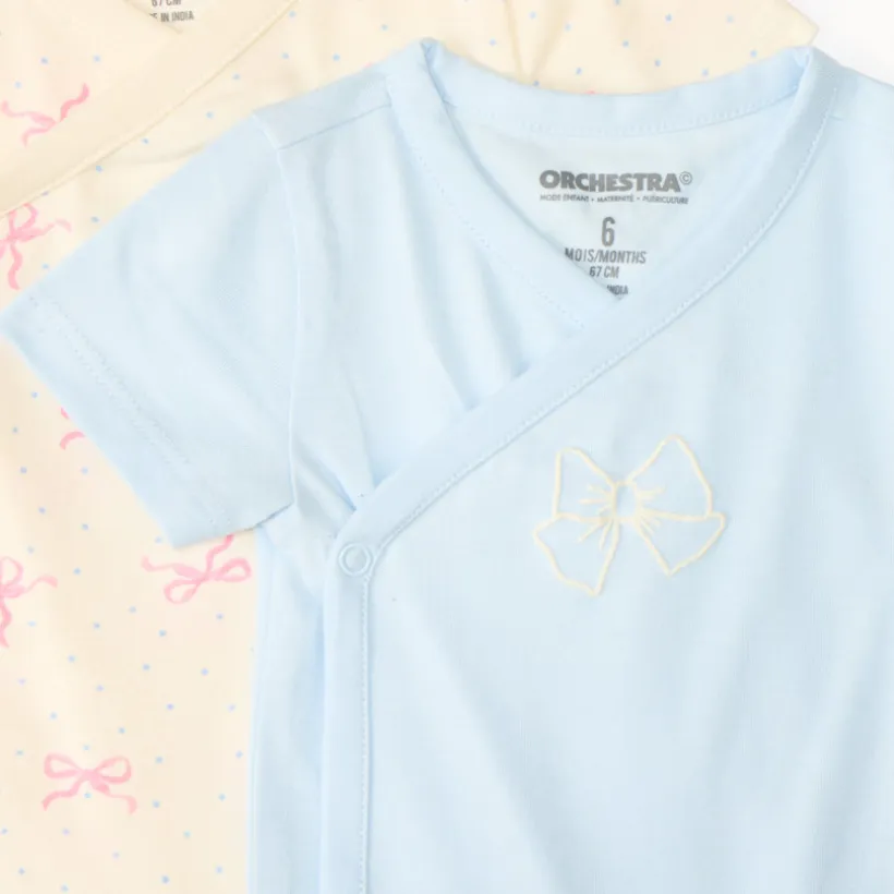 Lot de 7 bodies manches courtes motif nœud pour bébé fille ouverture différentes selon l'âge
