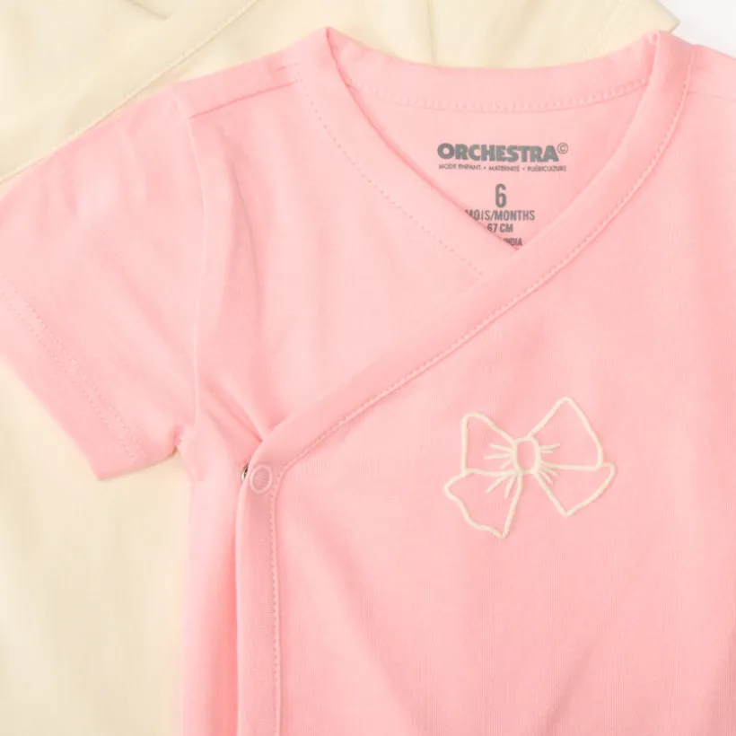 Lot de 7 bodies manches courtes motif nœud pour bébé fille ouverture différentes selon l'âge