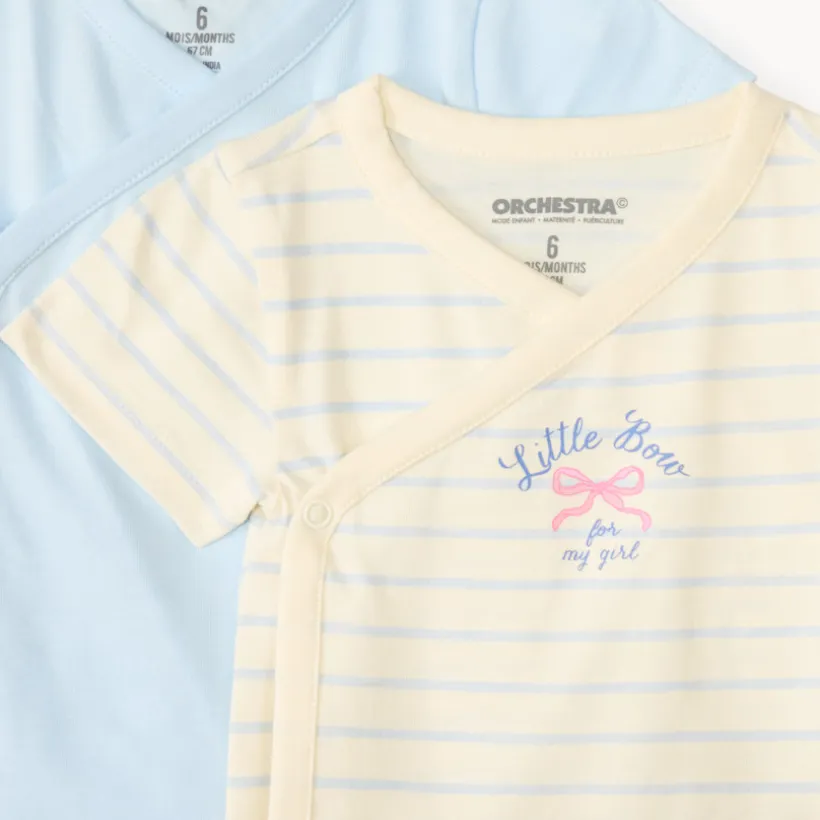 Lot de 7 bodies manches courtes motif nœud pour bébé fille ouverture différentes selon l'âge