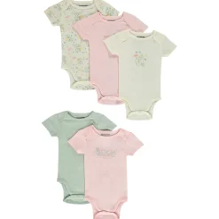 Lot de 5 bodies manches courtes motifs floraux pour bébé fille