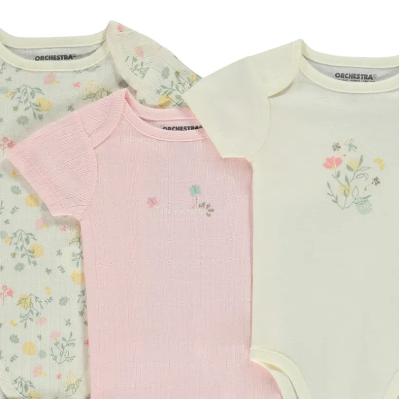 Lot de 5 bodies manches courtes motifs floraux pour bébé fille