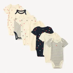 Lot de 7 bodies manches courtes fantaisie pour bébé fille