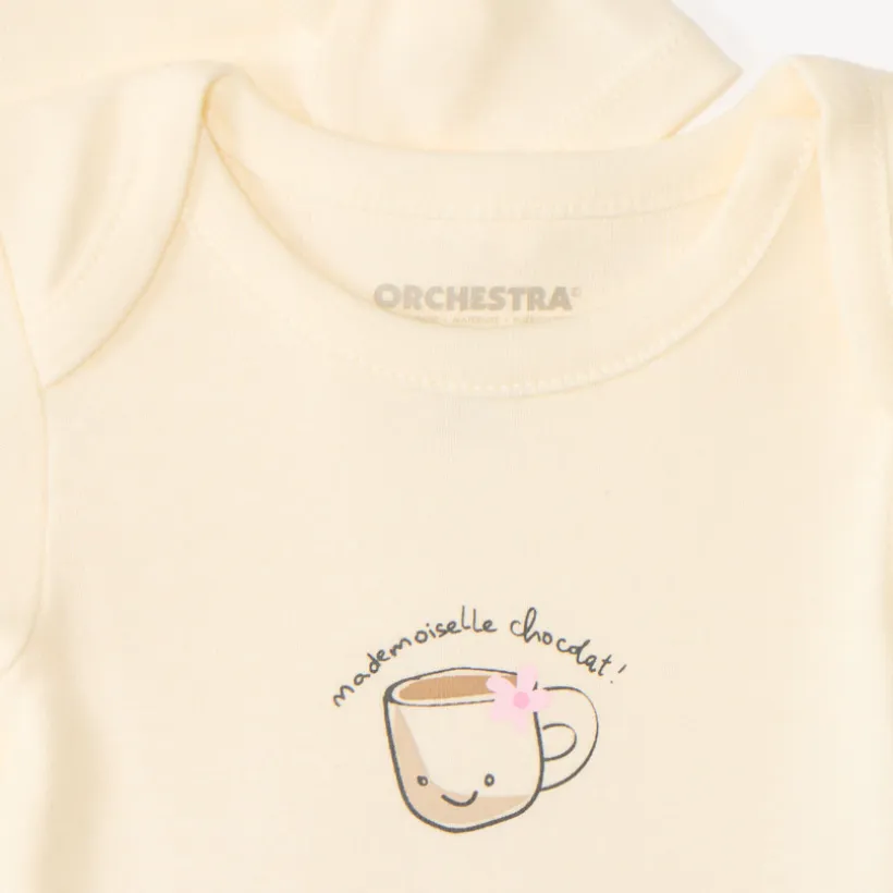 Lot de 7 bodies manches courtes print petit-déjeuner pour bébé fille