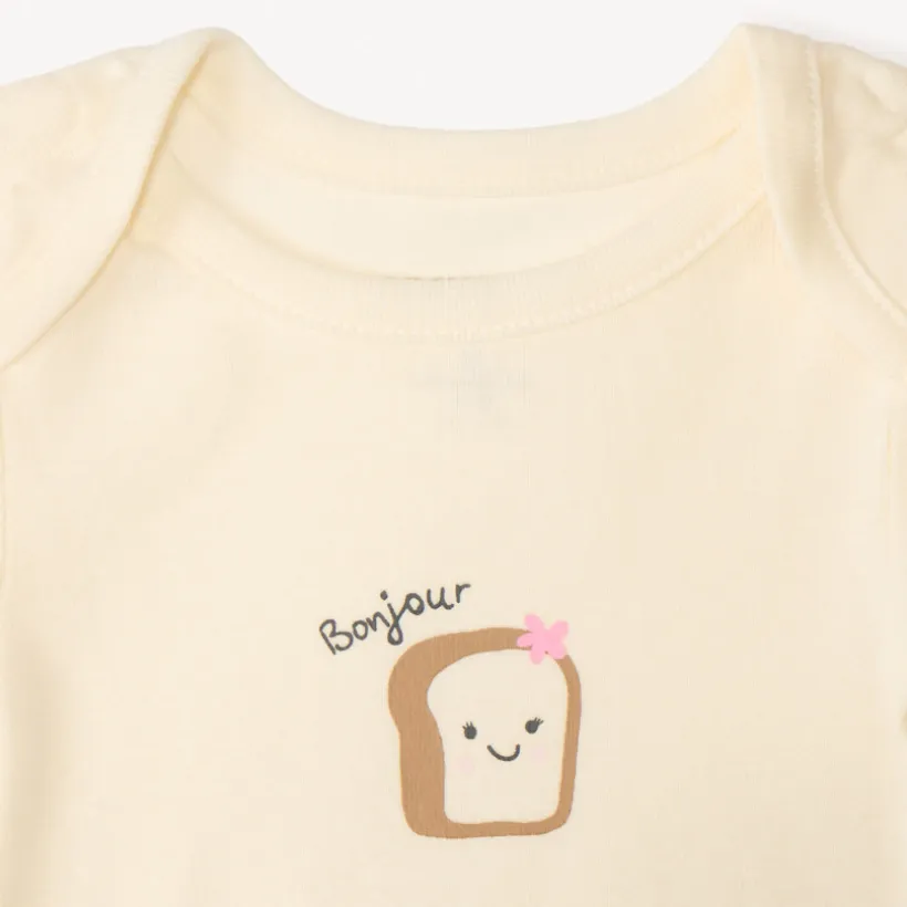 Lot de 7 bodies manches courtes print petit-déjeuner pour bébé fille