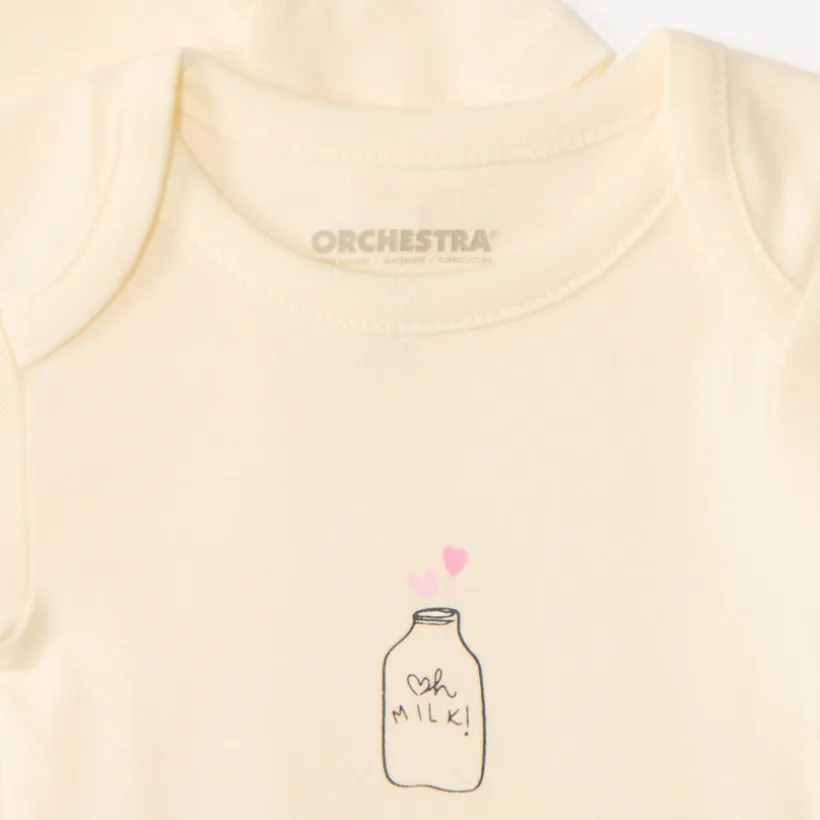 Lot de 7 bodies manches courtes print petit-déjeuner pour bébé fille