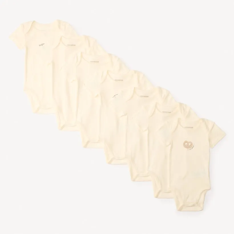 Lot de 7 bodies manches courtes print petit-déjeuner pour bébé fille