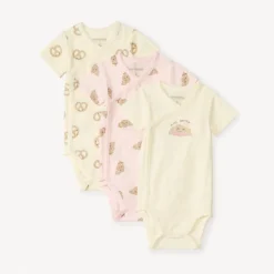 Lot de 3 bodies manches courtes petit-déjeuner pour bébé fille