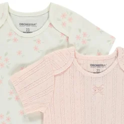 Lot de 5 bodies manches courtes fantaisie pour bébé fille avec ouvertures différentes selon l'âge