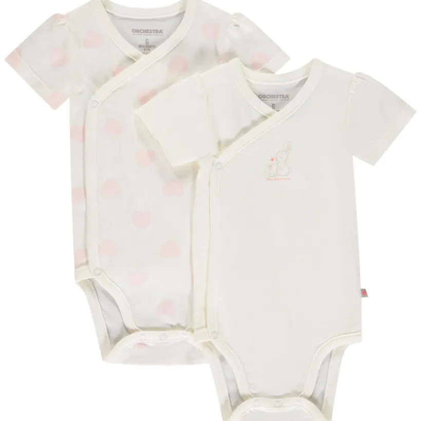 Lot de 2 bodies manches courtes fantaisie pour bébé fille
