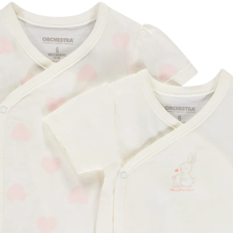 Lot de 2 bodies manches courtes fantaisie pour bébé fille