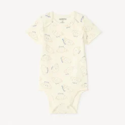 Lot de 3 bodies manches courtes motifs croissants pour bébé garçon (ouvertures différentes selon l'âge)