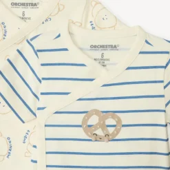 Lot de 3 bodies manches courtes motifs croissants pour bébé garçon (ouvertures différentes selon l'âge)