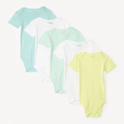 Lot de 5 bodies manches courtes unis pour bébé garçon