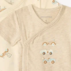 Lot de 5 bodies manches courtes motifs voitures pour bébé garçon (ouvertures différentes selon l'âge)