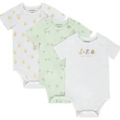 Lot de 3 bodies manches courtes fantaisies pour bébé avec ouvertures différentes selon l'âge