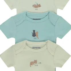 Lot de 7 bodies manches courtes print chat pour bébé