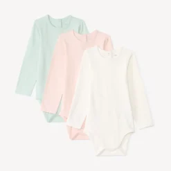 Lot de 3 bodies manches longues unis pour bébé fille
