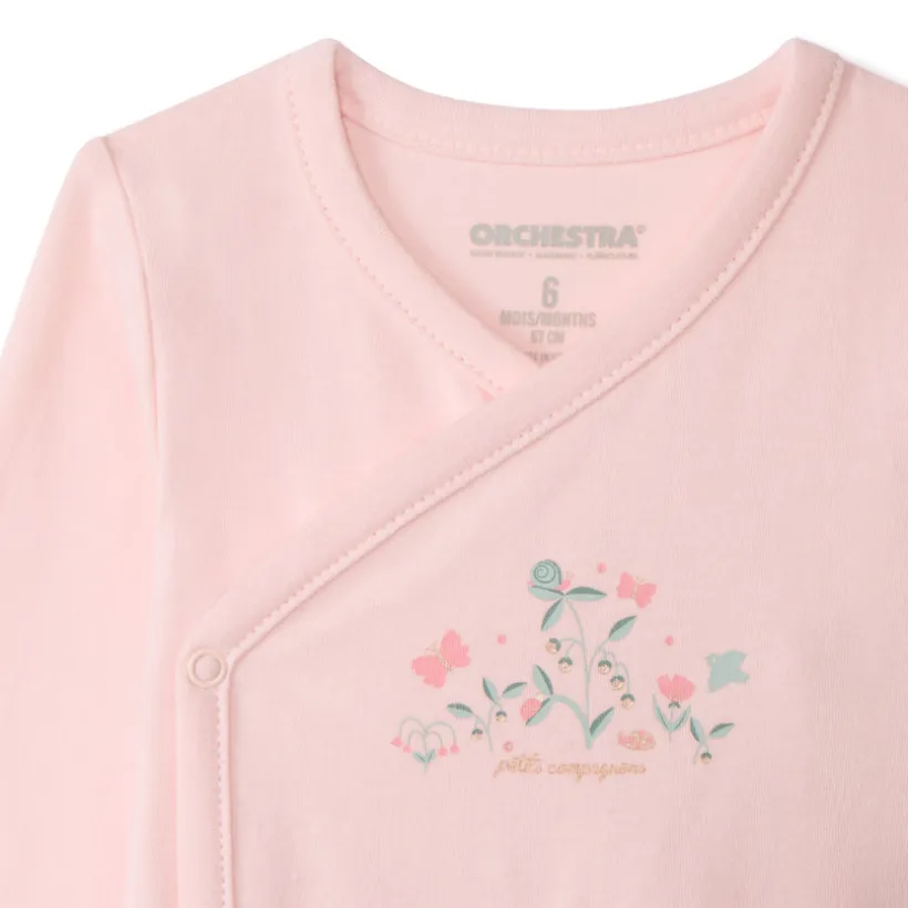 Lot de 5 bodies manches longues fantaisie pour bébé fille avec ouvertures différentes selon l'âge