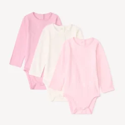Lot de 3 bodies manches longues unis pour bébé fille