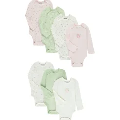 Lot de 7 bodies manches longues motifs fleurs/abeilles pour bébé fille avec ouvertures différentes selon l'âge