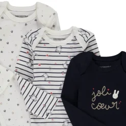 Lot de 5 bodies manches longues en jersey pour bébé fille