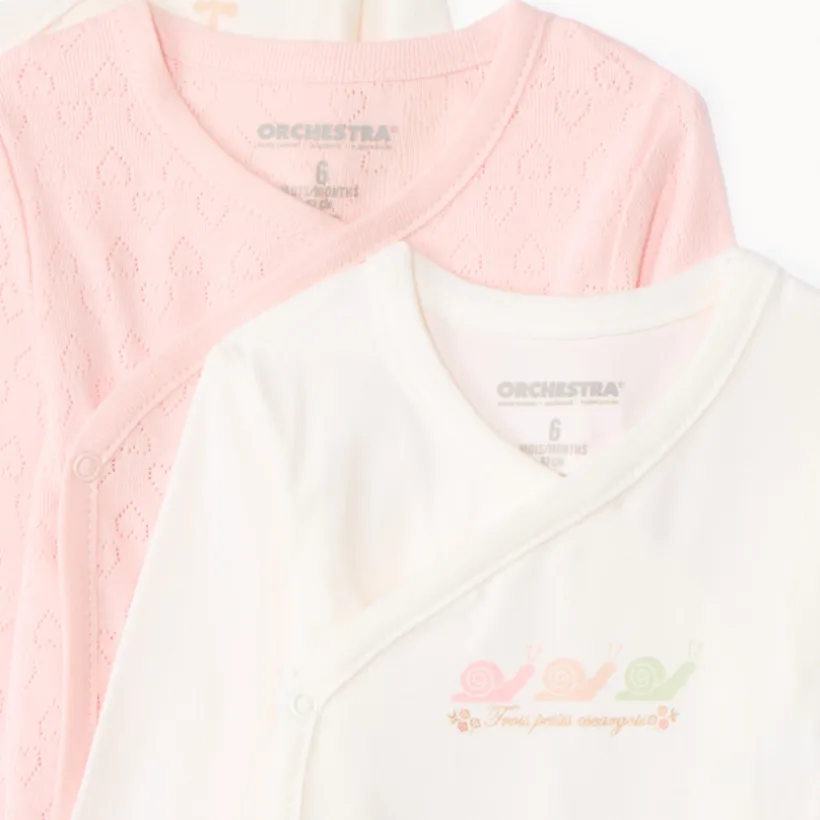 Lot de 7 bodies manches longues fantaisie pour bébé fille avec ouvertures différentes selon l'âge