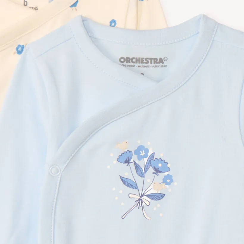 Lot de 5 bodies manches longues fantaisie pour bébé fille avec ouvertures différentes selon l'âge